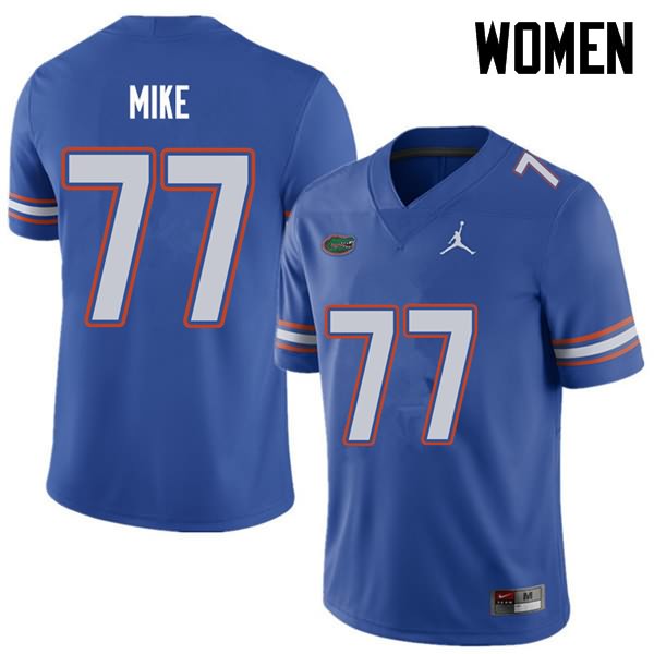 Women's NCAA Florida Gators Andrew Mike #77 Stitched Authentic Jordan Brand Royal College Football Jersey MNJ1265ZR